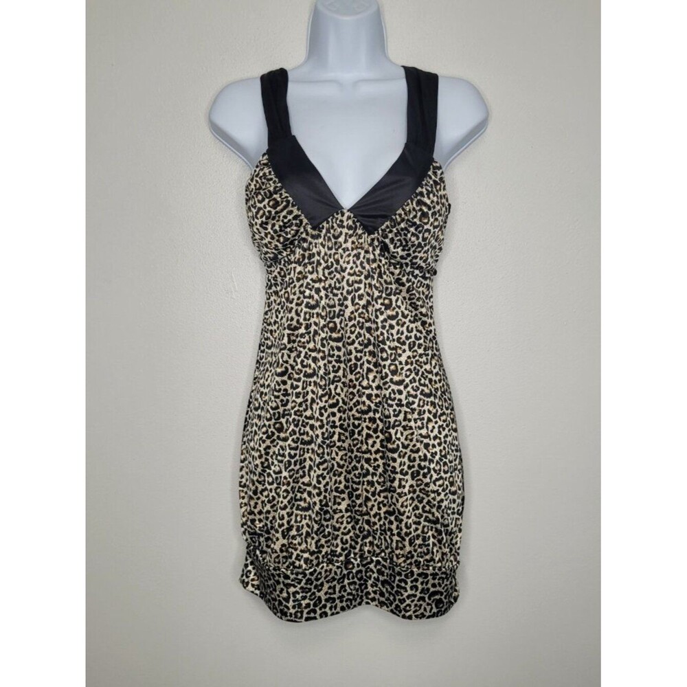 Vintage y2k Ruby Rox leopard print clubbing rave bimbocore mini dress small